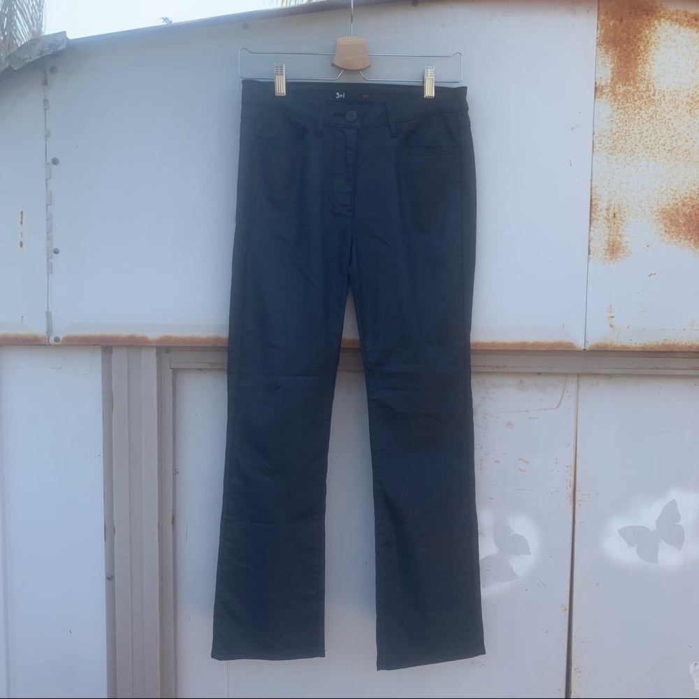 3x1 waxed denim black jeans